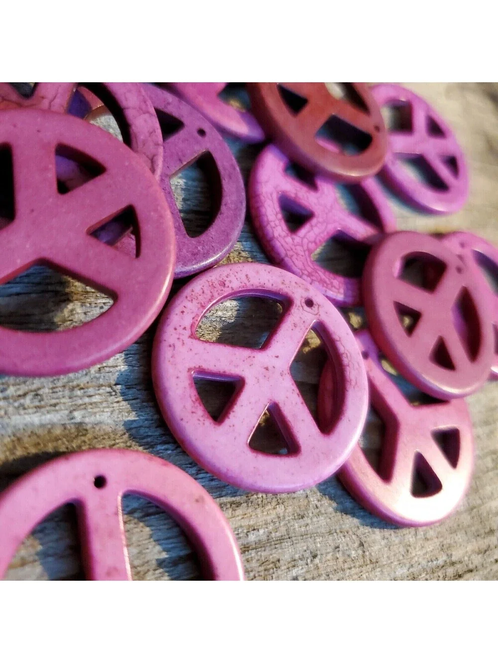 Peace Sign Pendant Pink Magnesite Stone with Matrix
